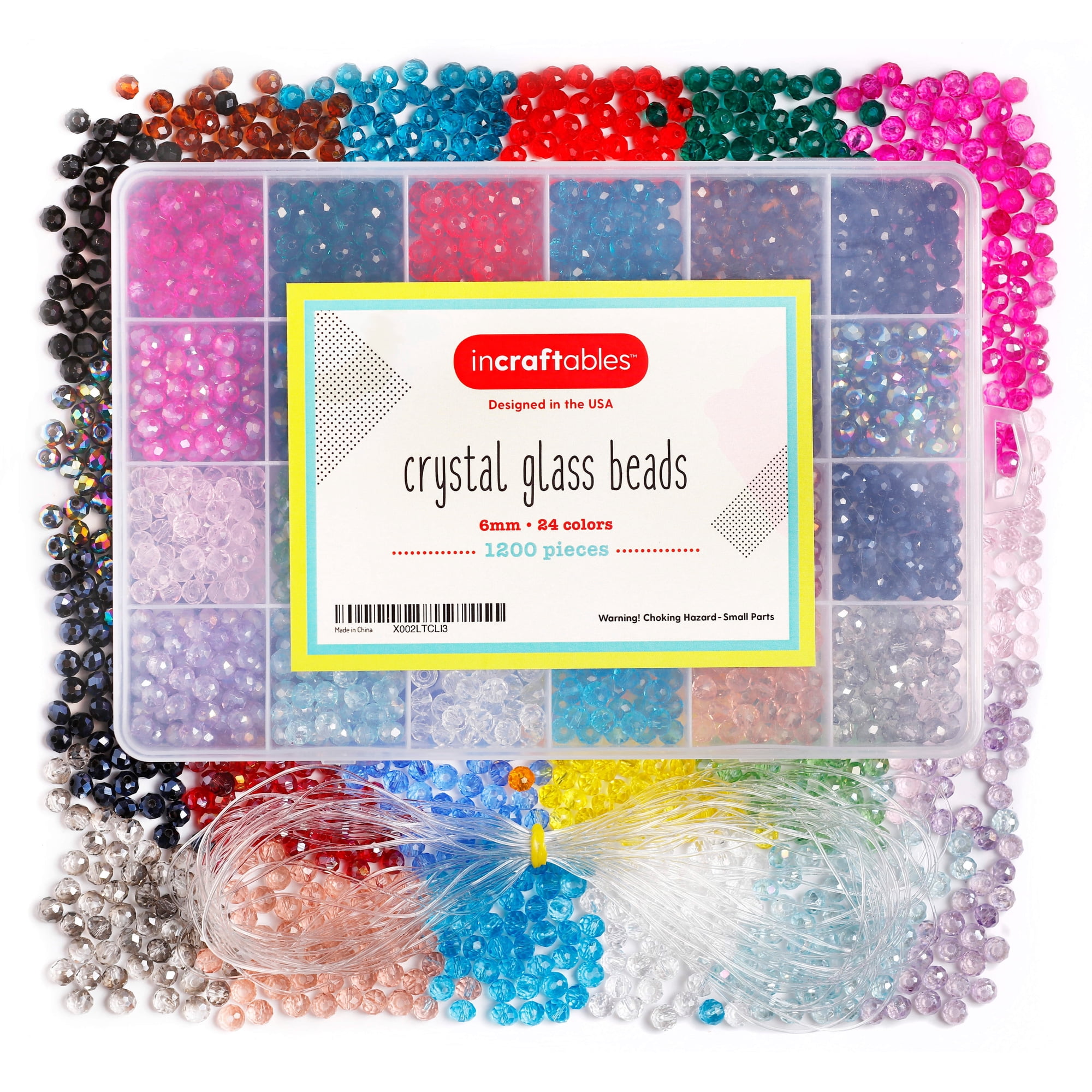 Incraftables Jewelry Making Kit - 24 Colors Crystal Glass Beads, 1200 Pieces for Adults, Teens, Bracelets, Necklaces
