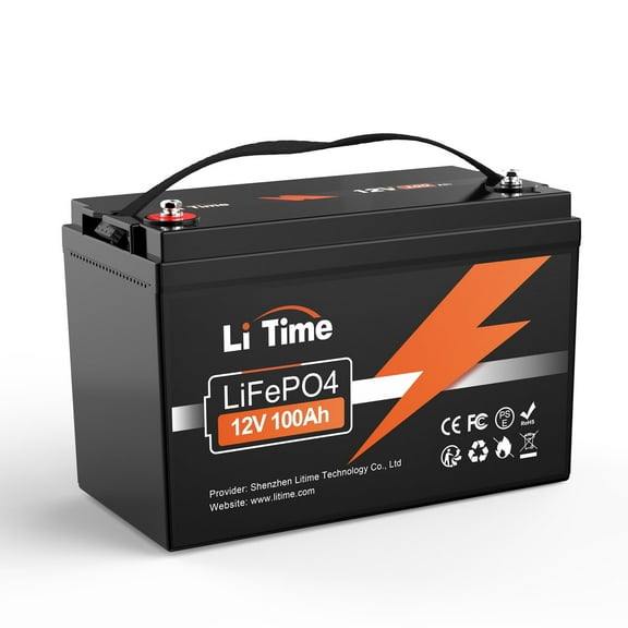 LiTime 12V 100Ah Lithium LiFePO4 Battery 1280Wh 4000-15000 Cycles for Marine Backup Power Solar