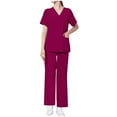 thumbnail image 2 of Hanen Basic Scrub Set for Women - Slim V-Neck Scrub Top & Multi Pocket Skinny Cargo Scrub Pants, 2 of 7