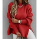 thumbnail image 5 of Suéter de punto con abertura lateral y cuello medio alto de color sólido para mujer de Europa y América de invierno, 5 of 6