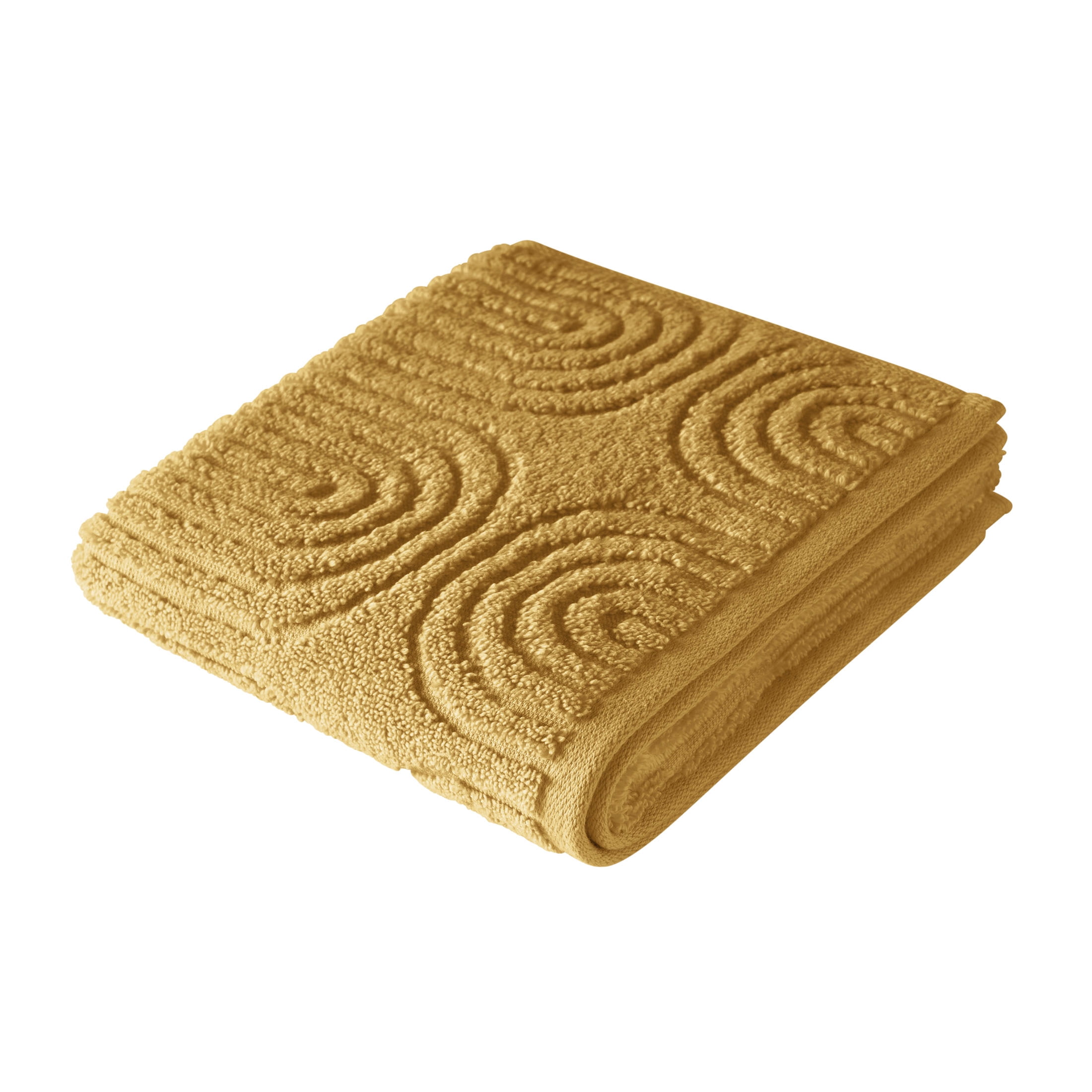 Beautiful by Drew Barrymore Textured Hand Towel, Soft 100% Cotton, Amber Yellow