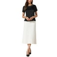 thumbnail image 2 of Summer Silk Satin Tops for Women Dressy Casual Short Sleeve Floral Lace Blouse Elegant Work Shirts M Black, 2 of 6