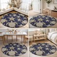 thumbnail image 4 of Large Round Rug 8Ft, Navy Blue Coastal Non-Slip Washable Circle Rugs Carpet, Summer Beach Sea Turtle Starfish Nautical Indoor Outdoor Rug Floor Mats Throw Runner for Bedroom Living Room Bathroom, 4 of 8