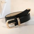 thumbnail image 4 of Women Leather Belt with Gold Buckle Ladies Faux Leather Belt for Jeans Pants, 4 of 7