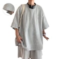 thumbnail image 2 of Man Casual Two Piece Short Set Waffle Texture Short Sleeve T Shirts Shorts Two Piece Outfits for Summer Grey L, 2 of 8