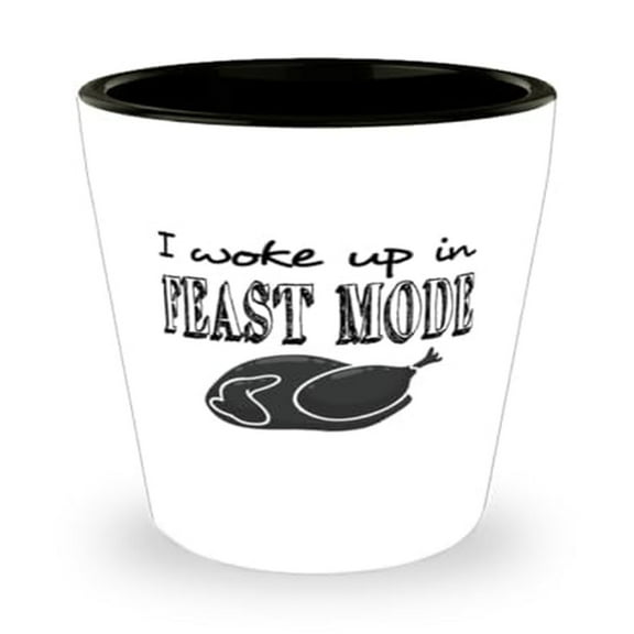 Thanksgiving Feast Mode Shot Glass, Unique Foodie Gift, Mini Glassware for Holiday Celebration, 1.5oz Durable Glass Cup