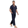 thumbnail image 3 of ANLIQI Mens Pajamas Set 100% Cotton Soft Button Pajamas for Men Short Sleeve Sleepwear 2 Piece Lounge Pjs Sets (Navy Blue,S), 3 of 8