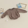 thumbnail image 3 of Combinaison pour Bébé Garçon Fille en Molleton, Chandail à Col Rond, Combinaison, Uni, Manches Longues, Chandail Bouffant, Cache-Couche, Tenue d'Automne Hiver, 3 of 9