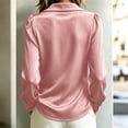 thumbnail image 5 of VJGBEGW Women Velvet Peter Pan Collar Button Down Blouses Long Sleeve oft Velour Shirts Loose Fit Dressy Casual Tops Pink XL, 5 of 6