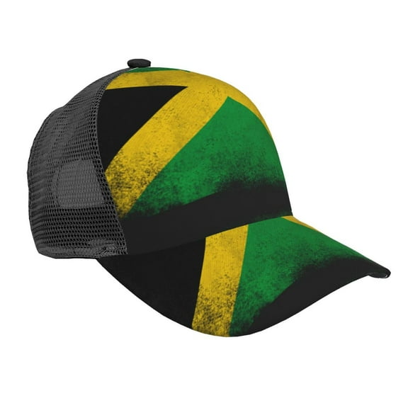 Curved Trucker Hat Jamaica Flag Jamaican Print Adjustable Mesh Back Baseball Snapback Cap For Men