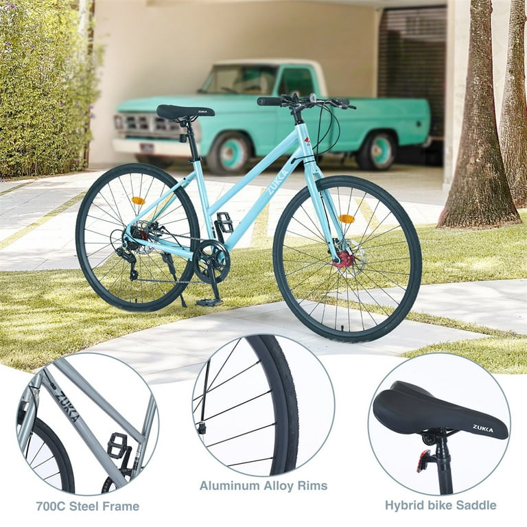 Hybrid Road Bike 700C for Men and Women, Shimano 7 Speed City