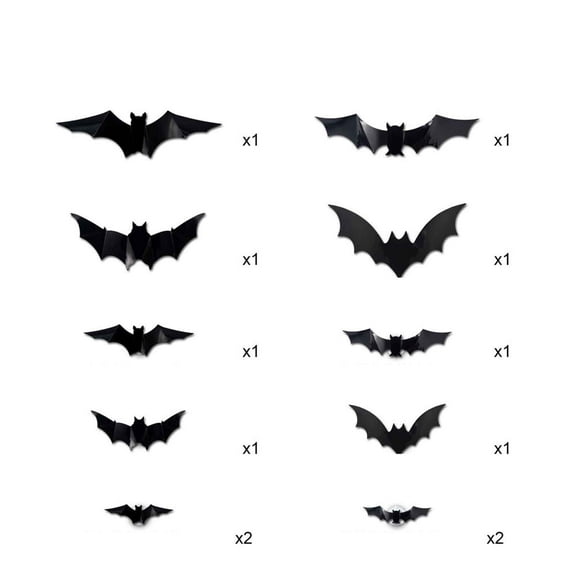 Konghyp Three-dimensional Halloween LED Night Light Bats Holiday Party Decoration, PVC Wall Stickers, Indoor Outdoor Decor, Glow in the Dark Bats for Halloween Festivities