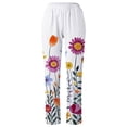 thumbnail image 4 of Azrian Women's Summer Casual Loose Cotton Linen Pocket Pants Women's Summer Printed Cotton Pocket Straight Sleeve Casual Elastic Waist Loose Length Pants, 4 of 5