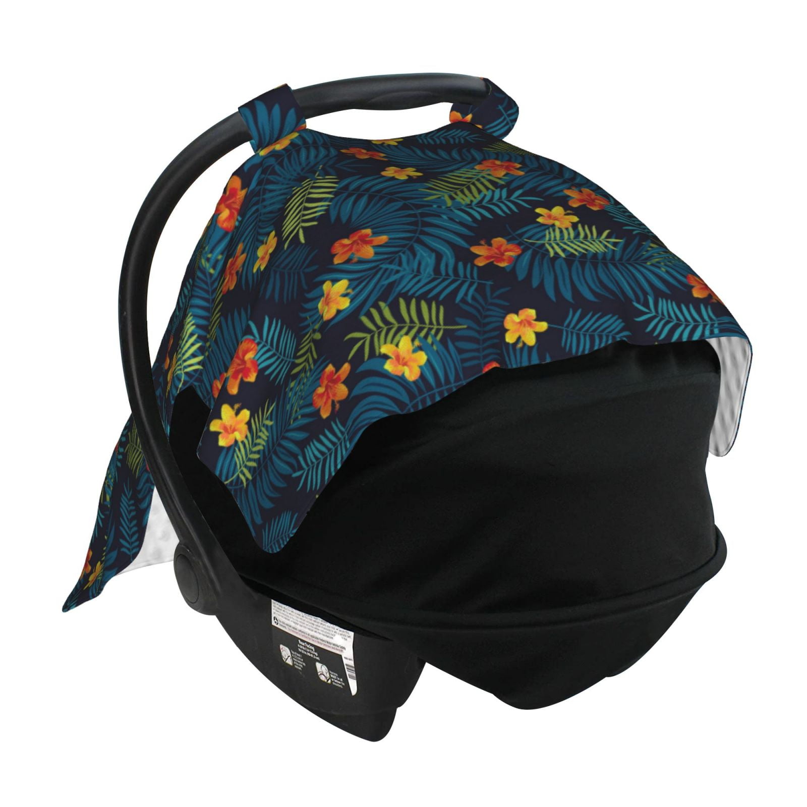 Car Seat Cover Baby - Hawaiian Style Leaves Flower Breathable Infant Car Seat Cover for Baby Carseat, Lightweight Comfort Baby Essentials Must Haves Newborn Stuff for Girl Boy