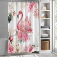 thumbnail image 6 of Pink Flamingo Shower Curtain Set, Waterproof Shower Curtains for Bathroom, Watercolor Flowers Spring Floral Leaf Plant Washable Fabric Bath Curtain for Bathtub Decoration with Hooks 48x72 Inches, 6 of 9