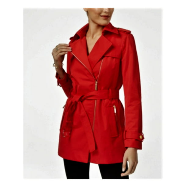 Michael Kors Womens Red Zippered Trench, Ladies Red Trench Coat