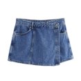 thumbnail image 3 of HH TRAF 2024 Pantalones cortos asimétricos de calle para mujer, pantalones cortos de verano con botones y bolsillos de cintura media de dos colores sólidos, de moda para mujer, 3 of 5
