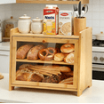 thumbnail image 2 of 【HOSTK】2-Tier Layer Bamboo Bread Box with Transparent Window, Multi-Functional Kitchen Countertop Storage for Bread, Spices & Tableware, Sturdy & Eco-Friendly Food Organizer, 2 of 9