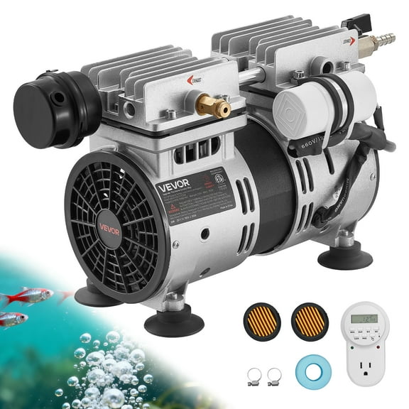 VEVOR Pond Aerator,5.2CFM 3/4 HP Air Compressor, Lake Aerator for Ponds up to 3 Acres, Overheat Protection & Anti-Backflow Valve, 550W Powerful Motor, Pond Aeration Pump for Water Oxygen Circulation
