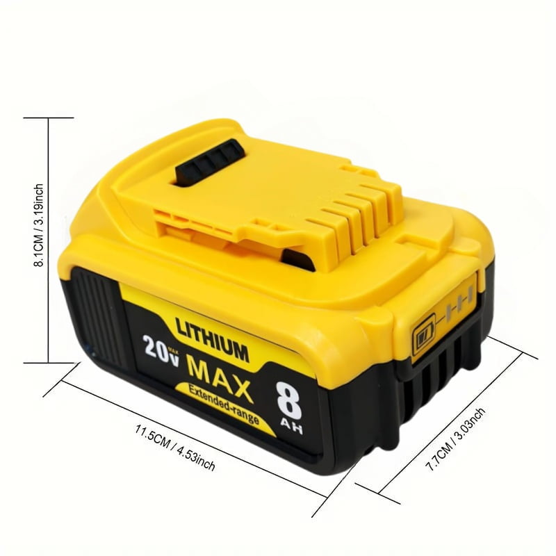 2-Pack Replace for Dewalt 20V Max Battery 8000mAh, Replacement for dewalt 20v Batteries DCB200 DCB201 DCB206 DCB204 DCB208, Compatible with DeWalt 20V Cordless Power Tools and Chargers