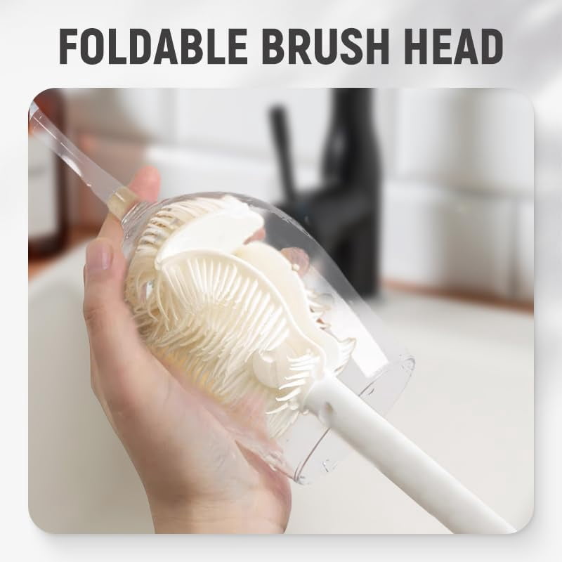 360° Flexible Silicone Bottle Brush with Long Handle, Upgraded Soft Bristle Cup Brush for Deep Cleaning Narrow Neck Containers, Baby Bottles, Hydration Bottles (3PCS) (K)