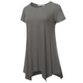 thumbnail image 2 of SSOULM INCH & FIT Women's Round Neck Short Sleeve Asymmetrical Hem Tunic Tank Top. Made in U.S.A, 2 of 5