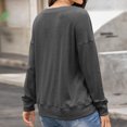 thumbnail image 4 of Jersey de mujer con botones, cuello redondo, manga larga, ajuste holgado, sudadera de color puro para la cita diaria de trabajo, gris oscuro XL, 4 of 6
