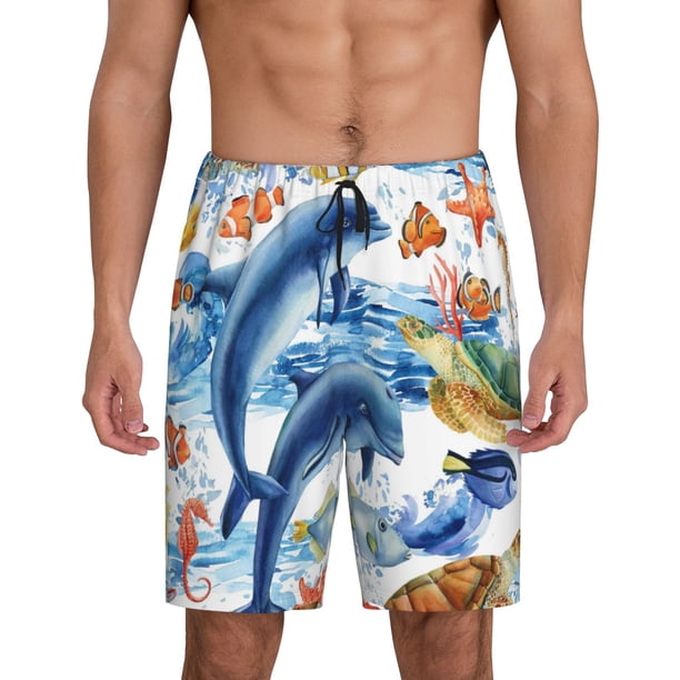 Fotbe Marine Animals Pantalones Cortos de Pijama para Hombre, Ropa de Dormir, Pantalones de Pijama Cortos para Hombre-X-Large