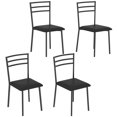 thumbnail image 6 of VECELO Set of 4 Dining Chairs, Modern Dining Side Chairs for Home Kitchen, Metal Slat Back Seat Cushion Chair, Black, 6 of 7