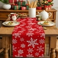 thumbnail image 2 of Christmas Snowflakes on Red Background Table Runner 13x90in Non-Slip Cotton Linen Table Runners, Winter Scenery Dresser Scarves TableRunner for Dinner Kitchen Dining Wedding Party, 2 of 9