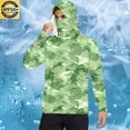 thumbnail image 5 of Fanxing Mens Quick Dry Sun Hoodies with Mask Silky Stretch Camo Fishing Shirts UV Protection Long Sleeve Rash Guard Swim Shirt Athletic Workout Tshirts Green,XL, 5 of 6