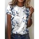 thumbnail image 4 of Camiseta informal de verano para mujer, camisetas de manga corta con estampado de flores, Tops de calle para mujer, con cuello redondo Camiseta holgada, Top, 2022, 4 of 5