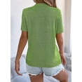 thumbnail image 5 of Short Sleeve Knit Tops for WomenY2k Spring Summer Crew Neck Business Casual Work Clothes Green S, 5 of 10