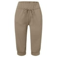 thumbnail image 4 of Pantalon Capri Uni Élégant pour Femmes, Tissu Extensible Confortable, Tenue Polyvalente, 4 of 5