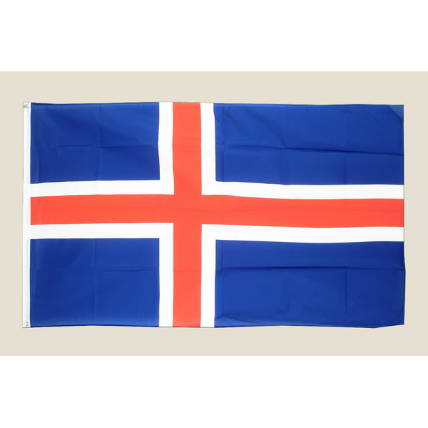 Iceland 3x5 Flag Blue White Red Polyester 2 Brass Iclandic - Walmart.com
