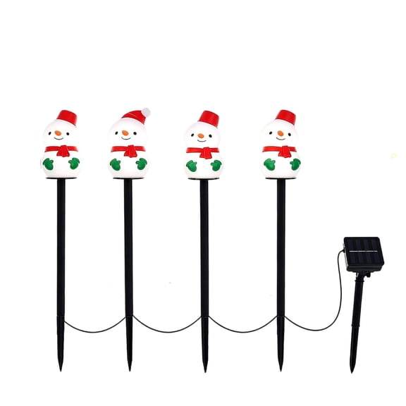 2026 Christmas Indoor Home Decor 4 Pack Christmas Snowman Solar Stake Lights Waterproof Outdoor Solar Powered Lights Cute Snowman