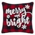 thumbnail image 2 of Fennco Styles Holiday Buffalo Plaid Merry and Bright Decorative Throw Pillow 16" W x 16" L - Red & Black Square Cushion for Christmas, Home, Couch, Office, Living Room DÃ©cor, 2 of 5