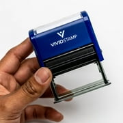 Vivid Stamp Entered Office Self-Inking Office Rubber Stamp - Viewfinder Screen for Precision and Convenience - (Blue) - Medium