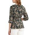 thumbnail image 4 of INSPIRE CHIC Women's Ruffle V-Neck Blouse Floral Self Tie Wrap Peplum Top M Black Brown, 4 of 8