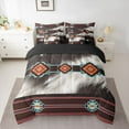 thumbnail image 2 of jejeloiu Retro Boho Aztec 7-Piece Bedding Comforter Set,Cow Cattle Hide King Bedding Sets,White Brown Cyan Bed Sheets For Girls Kids,Microfiber Bedroom Decor Reversible, 2 of 8