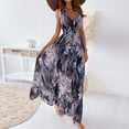 thumbnail image 3 of Summer Dresses For Women 2022 Dress For Ninang Sale Women's Summer Fashion New Floral Print Halter Strap Long Dress Banquet Wedding Blue, 3 of 9