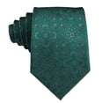 thumbnail image 5 of Hi-Tie Mens Dark Green Ties Silk Paisley Necktie and Pocket Square Cufflinks Set, 5 of 8