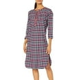 thumbnail image 4 of Womens Flannel Plaid Cotton Nightgown with Front-Button-Long Sleeve, 4 of 5