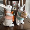 thumbnail image 6 of LSLJS Easter Bunny Figurines, Easter Decorations 6" Resin White Rabbit with Colored Easter Egg Tabletop Ornament, Couple Rabbit Animals Statue Spring Decor Gifts for Home Table Garden Patio, 6 of 8