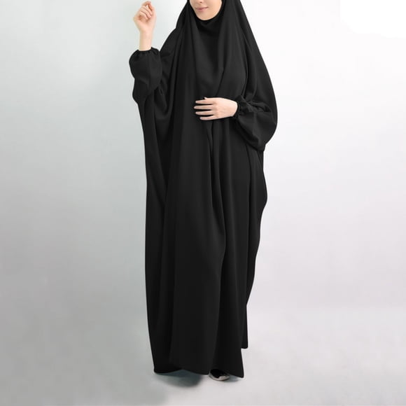 DondPO Long Sleeve Dress for Women,Maxi Dress Womens Casual Solid Muslim Robe Abaya Islamic Arab Kaftan Robe Muslim Dress Casual Dresses,Fall Dresses Long Dresses Black Dress One Size