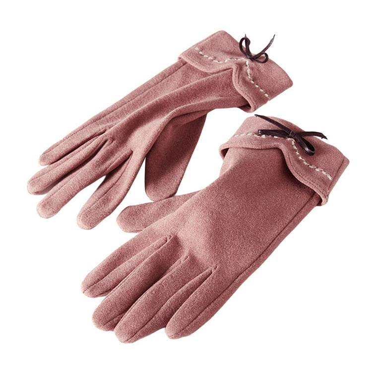 1 Pair Women Gloves Bow-knot Touch Screen Full Finger Windproof