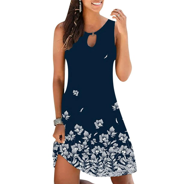 JustVH Women's Floral Sleeveless Swing Tank Dress - Walmart.com