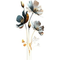 Gold Wall Decals 3D Flower Wall Sticker, Classical Plum Blossom Flower Decals Peel and Stick 3D Wall Art Murals for women Bedroom Nursery Living Room TV Home Decor