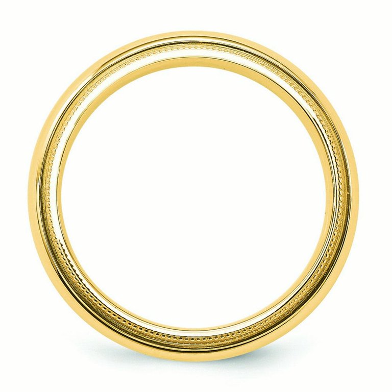 Solid 14k Yellow Gold 5 mm Half Round Milgrain Wedding Band Ring