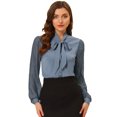 thumbnail image 1 of INSPIRE CHIC Blusa De Manga Larga De Gasa Con Cuello Anudado Para Mujer Azul gris claro XL, 1 of 4